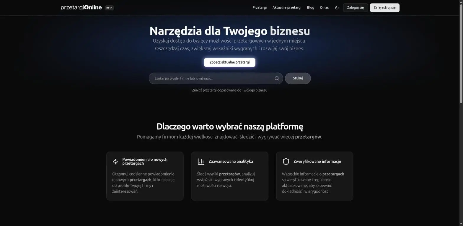 Przetargi Online - wyszukiwarka i lista aktualnych przetargow